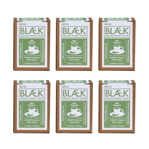 BLÆK Specialty Bio Instant Kaffee No.2 | Blaek Organic Coffee Peru: To Go Box Premiumkaffee löslich 7 Sachet Sticks | Arabica Hochland Kaffeebohne süß | Camping Reise Festival Unterwegs Geschenk von BLÆK