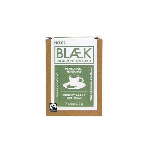 BLÆK Specialty Bio Instant Kaffee Nø.2 | Blaek Organic Coffee Peru: To Go Box Premiumkaffee löslich Sachet Sticks | Arabica Hochland Kaffeebohne süß | Camping Reise Festival Unterwegs Home Büro von BLÆK