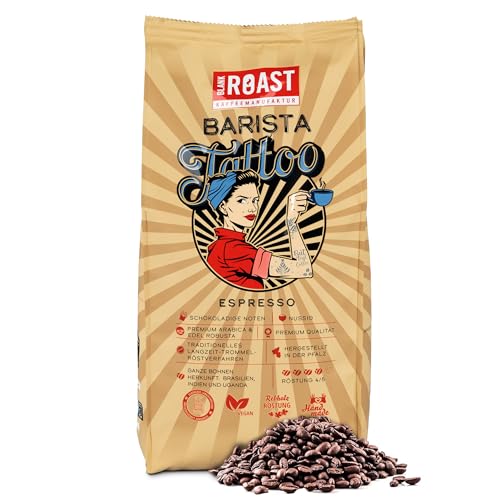 BLANK ROAST - Barista Tattoo Espresso - 1000g - im Langzeit Trommel-Röstverfahren geröstet - Bohnen aus den besten Anbaugebieten - Premium Arabica & Edel Robusta - schokoladig & nussig - säurearm von BLANK ROAST