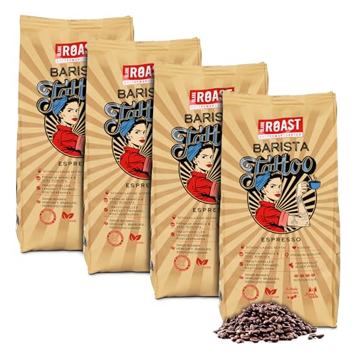 BLANK ROAST - Barista Tattoo Espresso - 1kg (4er Pack) - im Trommel-Röstverfahren geröstet - Bohnen aus den besten Anbaugebieten - Premium Arabica & Edel Robusta - schokoladig & nussig - säurearm von BLANK ROAST