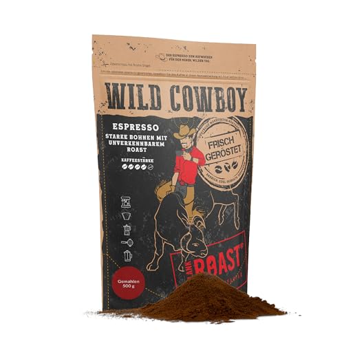 Blank Roast - Wild Cowboy Espresso - gemahlen für Filter - 500g - mit Hickoryholz geröstet - Arabica & Edel Robusta - Blend aus Brasilien & Uganda - mit schokoladigen Nuancen - säurearm von BLANK ROAST