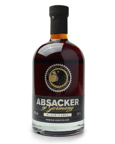 Absacker of Germany - Black Label Premium Kräuterlikör 0,5 Liter 28% Vol. - großartige Komposition aus Kräutern, Früchten und Gewürzen - Kräuter Likör von Absacker of Germany