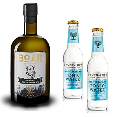 Boar Distilled Gin 44% - 0,5L - Der Trüffel-Gin - im Set mit 2x Fever Tree Mediterranean Tonic 0,2L inkl. Pfand von BOAR Gin