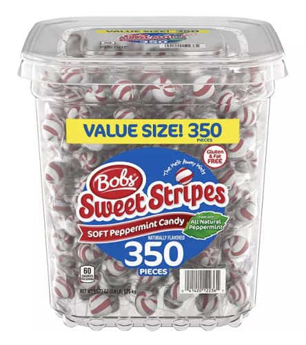 Bobs Sweet Stripes weiche Pfefferminzbonbons, 100 % echte Pfefferminze, leckere süße Streifen, gluten- und fettfrei, 350 Stück von BOBS