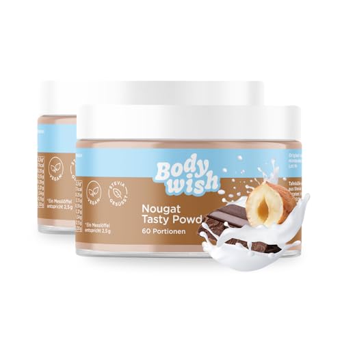 Geschmackspulver Kalorienarm | BODYWISH - Nougat - Chunky Flavour Pulver Ohne Kalorien Zum Süßen | Natürlicher Geschmack - Zuckerersatz Im Quark, Joghurt | 2 x 150gr - Schoko Aroma | More Taste von BODYWISH