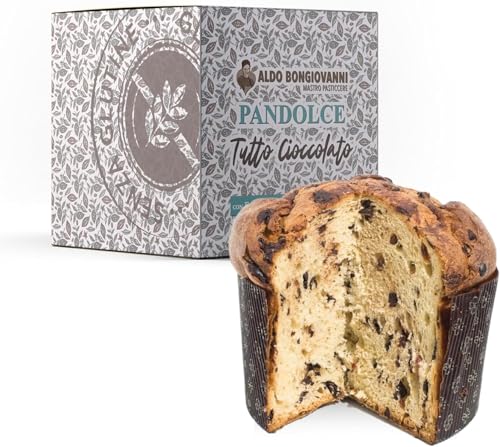 DolceBongio Pandolce All-Schokolade, handgefertigter Panettone mit Schokoladentropfen, glutenfrei, milchfrei, ideal als Weihnachtsgeschenk, 400 g von BONGIOVANNI FARINE E BONTA' NATURALI