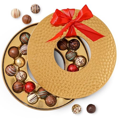 Weihnachtsgeschenkkorb | Schokoladen-Geschenkkorb für Frauen | Sortiertes Gourmet-Box-Prime-Geschenkset mit Trüffeln aus Milch und dunkler Schokolade für Ehemann, Ehefrau, Ihn, Sie | Bonnie und Pop von BONNIE AND POP