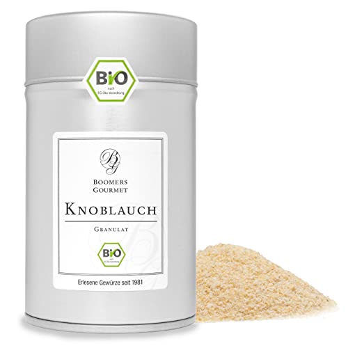 Boomers Gourmet - BIO Knoblauchpulver I Knoblauch granuliert I Knoblauch Pulver fein - Gewürzdose 11,5 cm - 140 g von BOOMERS GOURMET