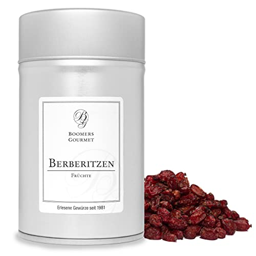 Boomers Gourmet - Getrocknete Berberitzen | Süß-säuerlich & aromatisch | Reich an Antioxidantien & Vitaminen | Perfekt für Müsli, Backen & herzhafte Gerichte - Gewürzdose 11,5 cm - 70 g von BOOMERS GOURMET