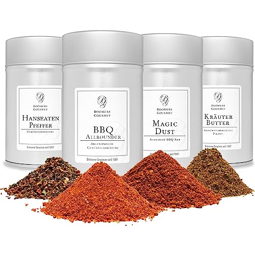 Boomers Gourmet - Grill Gewürze Set I Grillgewürze Geschenkset Männer I BBQ Grillset für Männer Geschenk - BBQ Rubs zum Grillen - 510 g von BOOMERS GOURMET