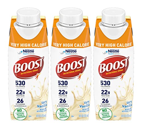 Boost Sehr kalorienreiches Ernährungsgetränk, sehr Vanille, keine künstlichen Farben oder Süßungsmittel, 2,5 l (3 Stück) von BOOST