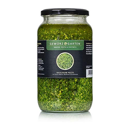 Gewürzgarten Basilikum Pesto, mit Basilikum, Pinienkernen, Grana Padano, 900 ml von BOS FOOD Duesseldorf Lebensmittel Großhandel GmbH