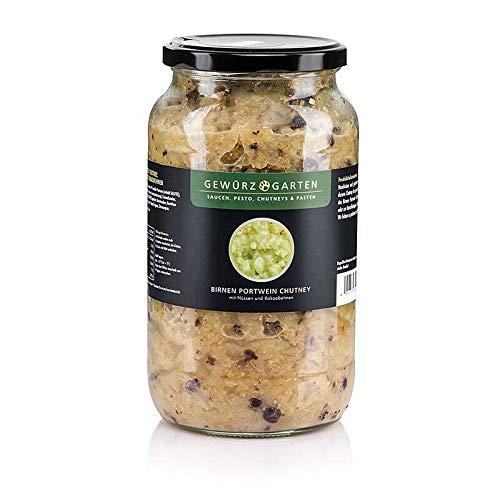 Gewürzgarten Birnen Portwein Chutney, mit Nüssen, Ingwer und Kakaobohnen, 900 ml von BOS FOOD Duesseldorf Lebensmittel Großhandel GmbH