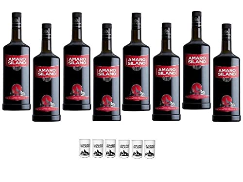 AMARO SILANO 1 LT 8 Flaschen mit 6 Glsern mit BATHTUB von BOSCO LIQUORI