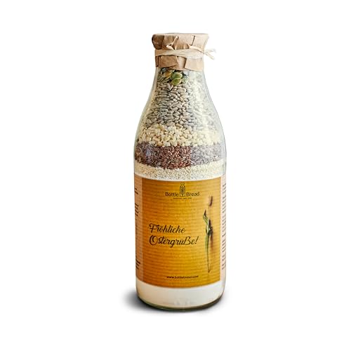 Brotbackmischung "Fröhliche Ostergrüße Tulpe" Backmischung im Glas Flasche Geschenk Geschenkidee Ostern von BOTTLEBREAD