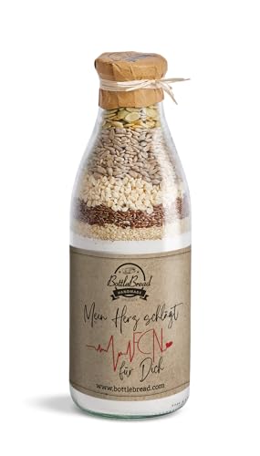 Brotbackmischung im Glas "Mein Herz schlägt für dich " Backmischung im Glas Flasche Geschenk Geschenkidee Einzug Einzugsgeschenk Umzug von BOTTLEBREAD