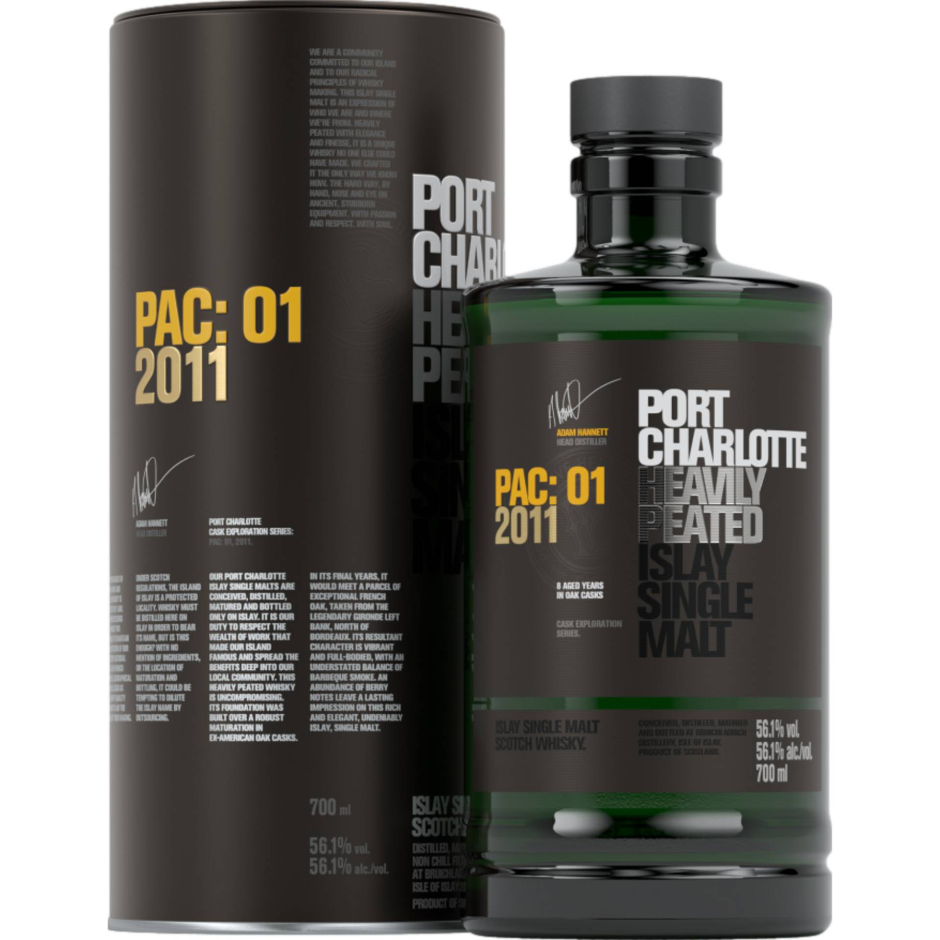 AC.01 2011 Heavily Peated Islay Single Malt, Scotch Whisky, 0,7 L, 56,1% Vol., Schottland, Spirituosen von BRUICHLADDICH DISTILLERY, ISLE OF ISLAY, SCOTLAND PA49 7UN GREAT BRITAIN