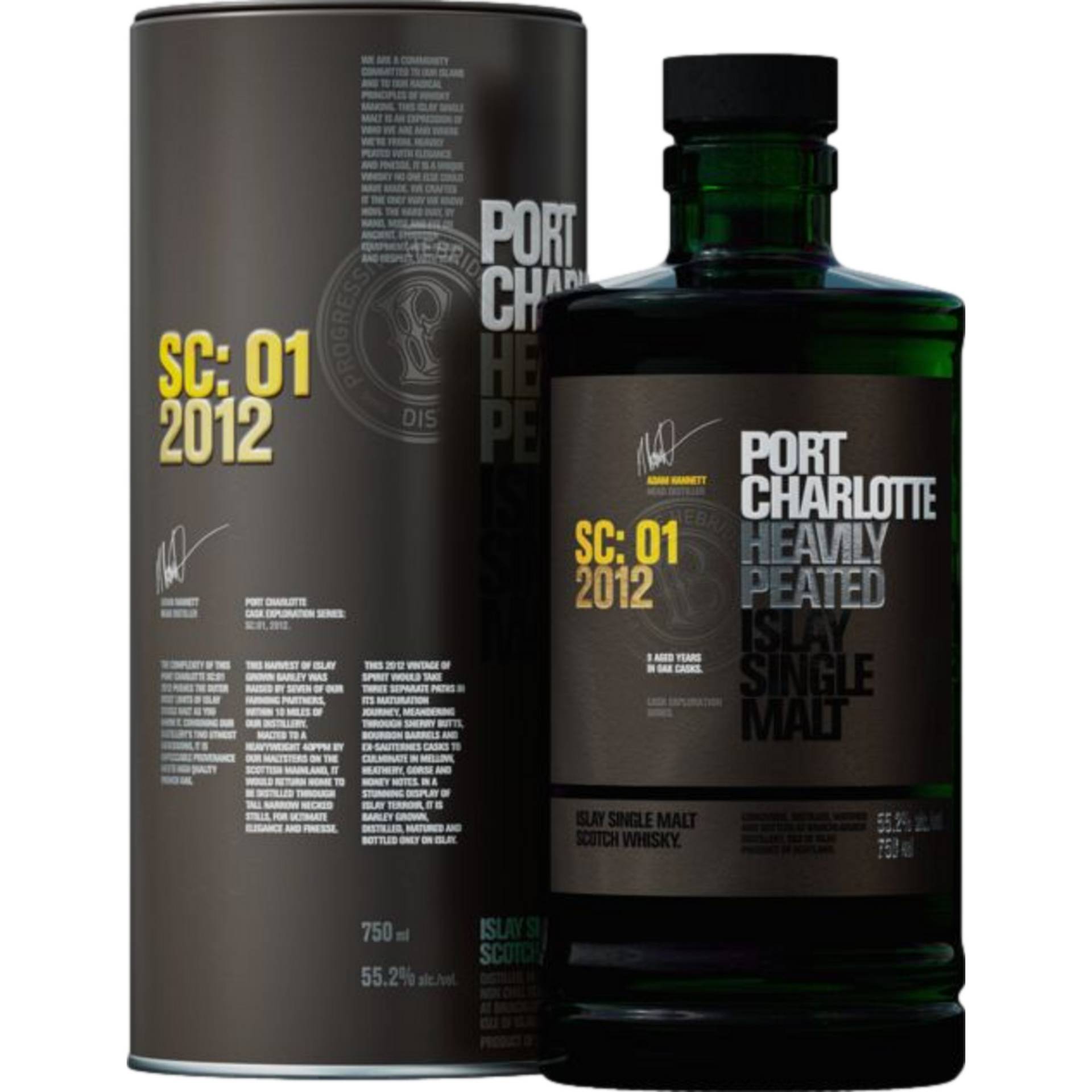 SC:01 2012 Heavily Peated Islay Single Malt, Scotch Whisky, 0,7 L, 55,2% Vol., Schottland, Spirituosen von BRUICHLADDICH DISTILLERY, ISLE OF ISLAY, SCOTLAND PA49 7UN GREAT BRITAIN