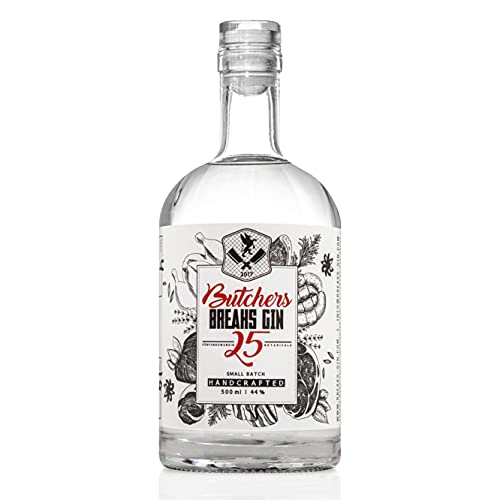 Breaks BUTCHERS Gin 25 I Premium Gin mit 25 verschiedenen Botanicals I Geschmack: Kräftig mit einzigartigen Aromen I Exklusiver Gin – Handgemacht in Deutschland I 1x 0,5 L I 44% vol. von Breaks