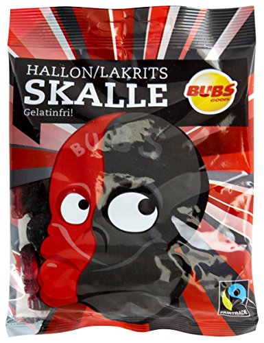 BUBS Himbeer-Lakritz-Schädel ohne Gelatine - Hallon-Lakritsskalle Gelatinfri, 90g Tüte von BUBS