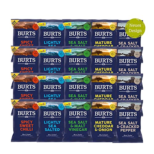 Burts Partybox British Potato Chips Minis | Handgemacht | Ideale Snackauswahl | 20 x 40 g von BURTS