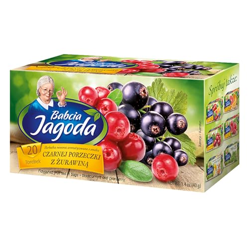 Babcia Jagoda - Früchtetee Schwarze Johannisbeere & Cranberry - 20 Teebeutel - Aromatische Kräutertee-Mischung mit Hibiskus, Apfel, Aronia, Intensiver Beerengeschmack, Koffeinfrei, Natürlich - 40g von MOKATE