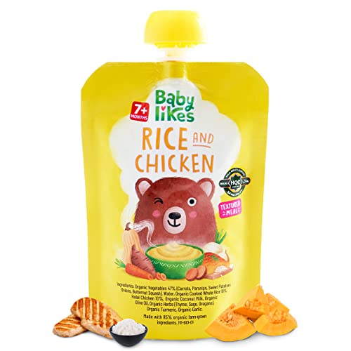 Baby Likes | Halal Bio-Reis und Hühnchen 6 Beutel x 130 g Babypüree für Kinder ab 7 Monaten von Baby Likes