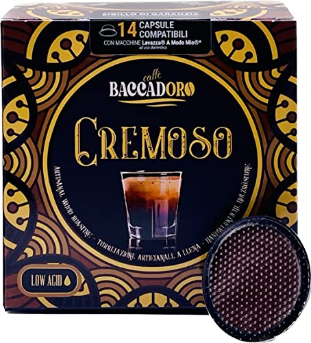 Auf Eichenholzfeuer Gerösteter Kaffee - 84 Kapseln kompatibel mit A Modo Mio® - Von italienischen Handwerkern geröstet (Cremoso) von Baccadoro Caffè