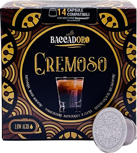 Auf Eichenholzfeuer Gerösteter Kaffee - 84 Kapseln kompatibel mit Nespresso® - Von italienischen Handwerkern geröstet (Cremoso) von Baccadoro Caffè