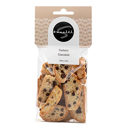 Cantucci Cioccolato 250g - Knusprig Doppel gebackene Kekse mit Schokodrops von Baccili von Baccili