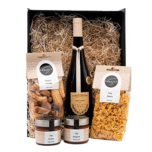 Geschenksbox Rosso - Ein italienisches Menü aus der Geschenkbox - Pasta - Sugo - Wein und Cantucci - Geschenkidee für Pasta Fans von Baccili von Baccili