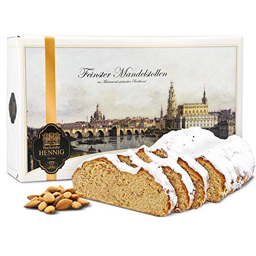 1000 g handgemachter Mandelstollen im Geschenkkarton Motiv - Panorama Dresden (1000 Gramm) von Backstube Sven Hennig