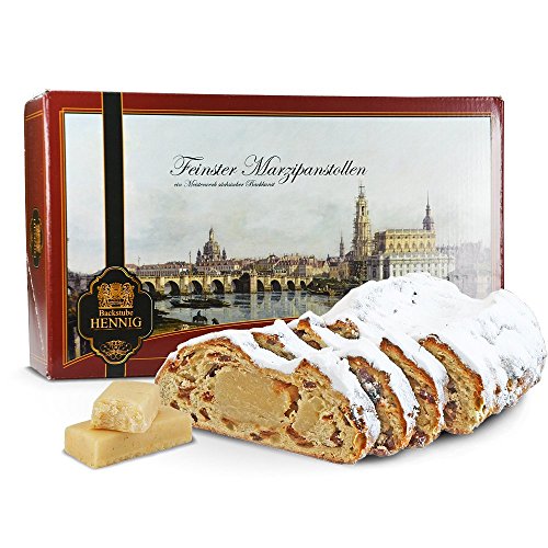 1000 g handgemachter Marzipanstollen im Geschenkkarton Motiv – Panorama Dresden (1000 Gramm) von Backstube Sven Hennig