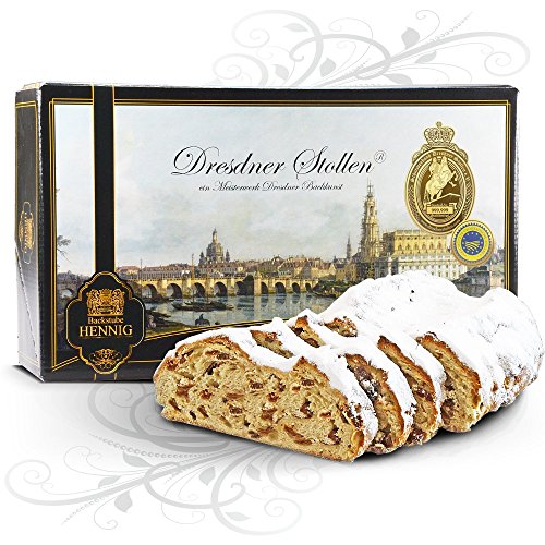 500 g handgemachter "Original Dresdner Christstollen®" im Geschenkkarton Motiv "Canaletto Dresden" von Backstube Sven Hennig