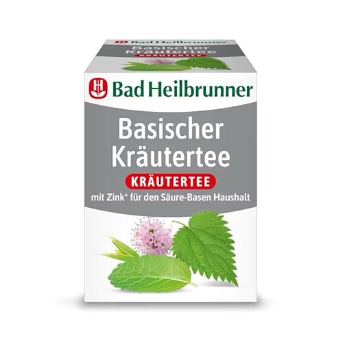 Bad Heilbrunner Basischer Kräutertee – Kräuterteemischung mit Brennnessel, grünem Haferkraut und Zink zur Unterstützung des Säure-Basen-Haushalts, (12 x 8 Filterbeutel) von Bad Heilbrunner