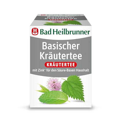 Bad Heilbrunner Basischer Kräutertee - im Filterbeutel - Brennnessel Pfefferminze Haferkraut grün - mit Zink für den Säure-Basen-Haushalt - für eine basische Ernährung (12 x 8 Filterbeutel) von Bad Heilbrunner