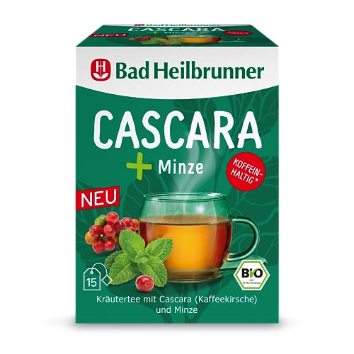 Bad Heilbrunner Cascara+ Minze Kräutertee – Bio-Kräuterteemischung mit Kaffeekirsche, Minze und Süßholzwurzel, koffeinhaltig, (5 x 15 Filterbeutel) von Bad Heilbrunner