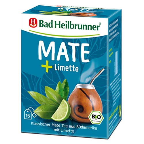 Bad Heilbrunner Bio Limette + Mate Tee - im Filterbeutel - Mate & Limette - klassischer Mate Tee aus Südamerika mit Kurkuma - harmonisches Geschmakserlebnis (5 x 15 Filterbeutel) von Bad Heilbrunner