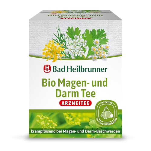 Bad Heilbrunner Bio Magen- & Darm Tee - Arzneitee im Pyramidenbeutel - Anis, Bitterer Fenchel, Koriander, Kümmel - krampflösend bei Magen- & Darm-Beschwerden (4 x 12 Pyramidenbeutel) von Bad Heilbrunner