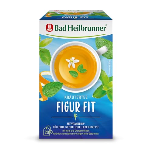 Bad Heilbrunner Figur Fit Tee - im Filterbeutel - Mate, Orangenschale - mit Vitamin B12 für einen normalen Energiestoffwechsel - (5 x 20 Filterbeutel) von Bad Heilbrunner
