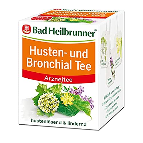 Bad Heilbrunner Husten- & Bronchial - Arzneitee im Filterbeutel- Spitzwegerich, Thymian & Bitterer Fenchel - reizlindernd bei Bronchitis, trockenem Husten & Erkältungen (12 x 8 Filterbeutel) von Bad Heilbrunner