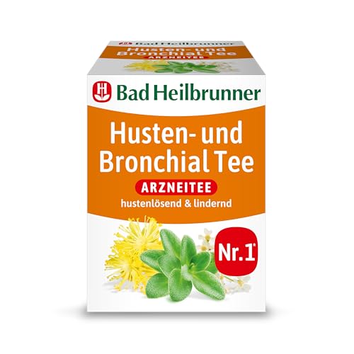 Bad Heilbrunner Husten- & Bronchial - Arzneitee im Filterbeutel- Spitzwegerich, Thymian & Bitterer Fenchel - reizlindernd bei Bronchitis, trockenem Husten & Erkältungen (12 x 8 Filterbeutel) von Bad Heilbrunner