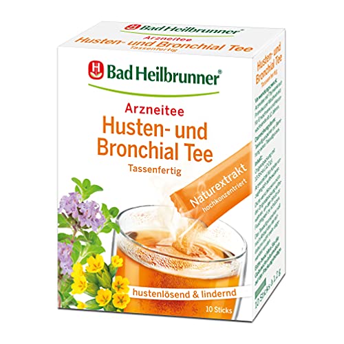 Bad Heilbrunner Husten- & Bronchial - Arzneitee im Stick - Tasssenfertig - Spitzwegerich, Thymian & Bitterer Fenchel - reizlindernd bei Bronchitis, trockenem Husten & Erkältungen (3 x 10 Sticks) von Bad Heilbrunner