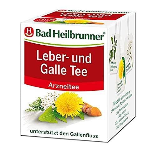 Bad Heilbrunner Leber- & Galle Tee - Arzneitee im Filterbeutel - Pfefferminzblätter, Löwenzahn, Javanische Gelbwurz, Schafgarbenkraut - unterstützt den Gallenfluss (3 x 8 Filterbeutel) von Bad Heilbrunner