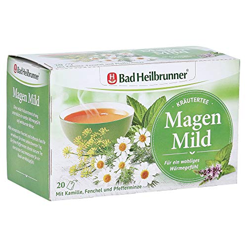 Bad Heilbrunner Magen Mild - Kräutertee im Filterbeutel - Fenchel, Kamille & Pfefferminze - mit Vitamin B2 für ein gutes Magengefühl - Bauch gut, alles gut (1 x 20 Filterbeutel) von Bad Heilbrunner