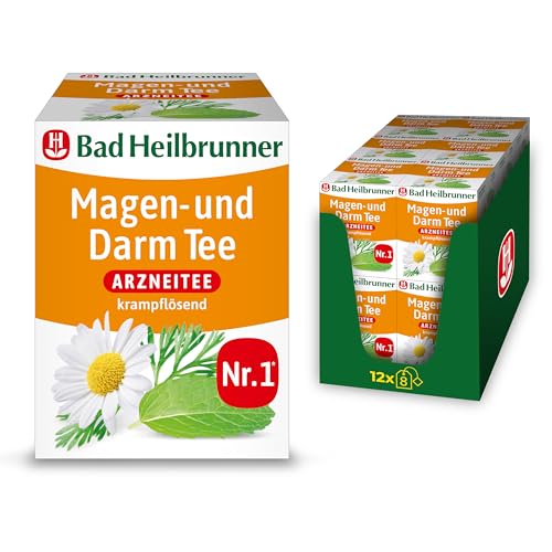 Bad Heilbrunner Magen- & Darm Tee - Arzneitee im Filterbeutel- Anis, Bitterer Fenchel, Koriander, Kümmel - krampflösend bei Magen- & Darm-Beschwerden (12 x 8 Filterbeutel) von Bad Heilbrunner