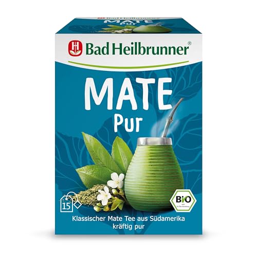 Bad Heilbrunner Mate PUR Tee - im Filterbeutel - Mate - klassischer Mate Tee aus Südamerika mit Kurkuma - harmonisches Geschmakserlebnis (5 x 15 Filterbeutel) von Bad Heilbrunner