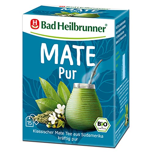 Bad Heilbrunner Mate PUR Tee - im Filterbeutel - Mate - klassischer Mate Tee aus Südamerika mit Kurkuma - harmonisches Geschmakserlebnis (5 x 15 Filterbeutel) von Bad Heilbrunner