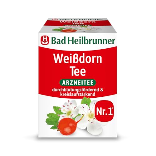 Bad Heilbrunner Weißdorn Tee - Arzneitee im Filterbeutel - Weißdornblätter & -blüten - Herzstärker aus Tradition - durchblutungsfördernd & kreislauffördernd (12 x 8 Filterbeutel) von Bad Heilbrunner