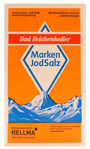 Bad Reichenhaller Alpen-Jod-Salz 2000 Stk. je 1 g - 2 kg Vorrats-Box - Salztütchen einzeln verpackt, für Cafés und Gastronomie von Bad Reichenhaller